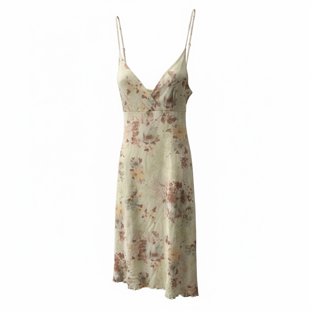 Y2K, 90’s floral micro mesh midi dress with tie back size medium